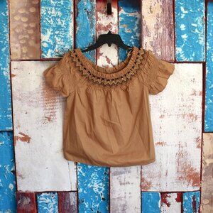 Women's Old Navy Smocked Off-the-Shoulder Flutter-Sleeve Top XSMALL Wrapping Pap